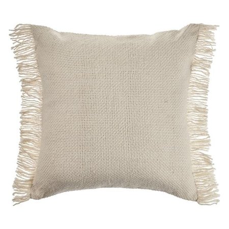 LR HOME LR Home PILLO07519IVOFFPL Solid Ivory Woven Square Throw Pillow with Fringe - 20 x 20 in. PILLO07519IVOFFPL